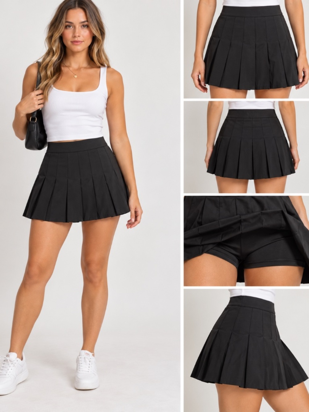 VGNZ Vega Vesture Black Pleated Mini Skort NWT